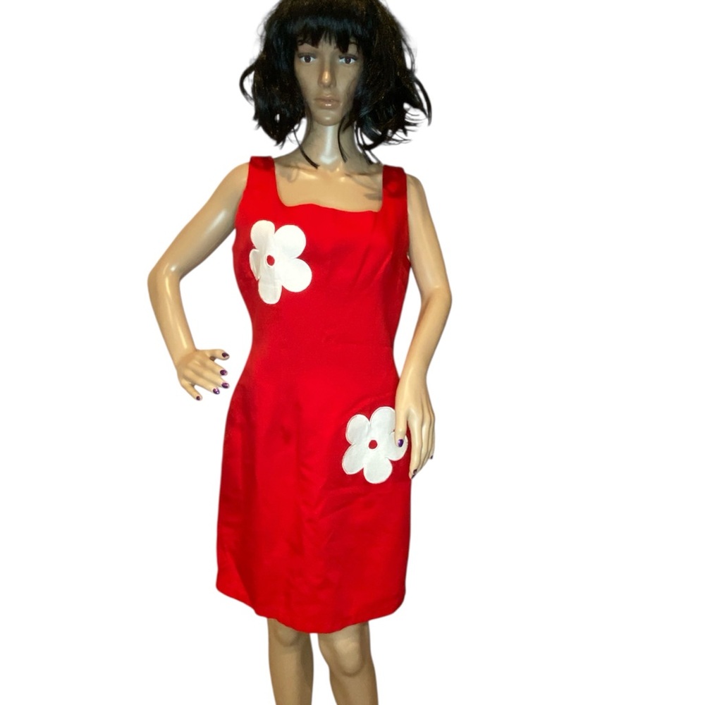 Tabloid Y2K Vintage Retro Sleeveless Red Dress Flowers Sz 10 NWT - Needs Zipper